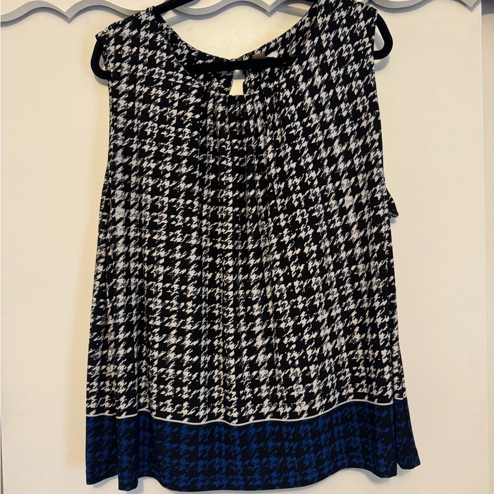Calvin Klein Black and White Houndstooth Blouse